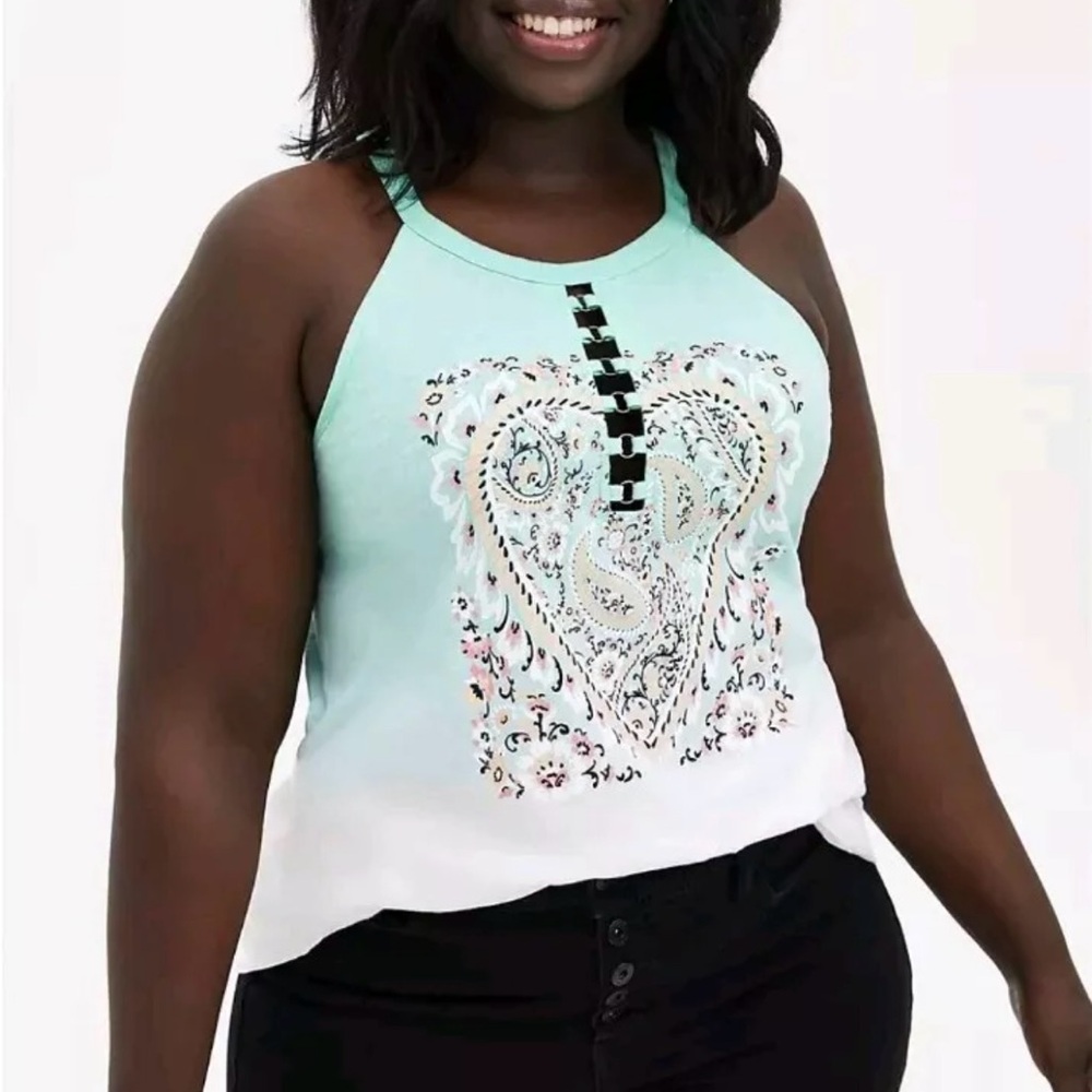 Mint Paisley Patterned Top